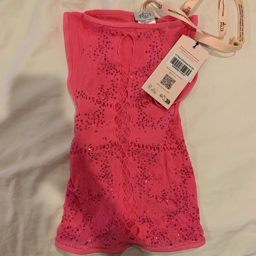 Oh Polly bubblegum Hot pink sequin body on top - very stretchy NWT